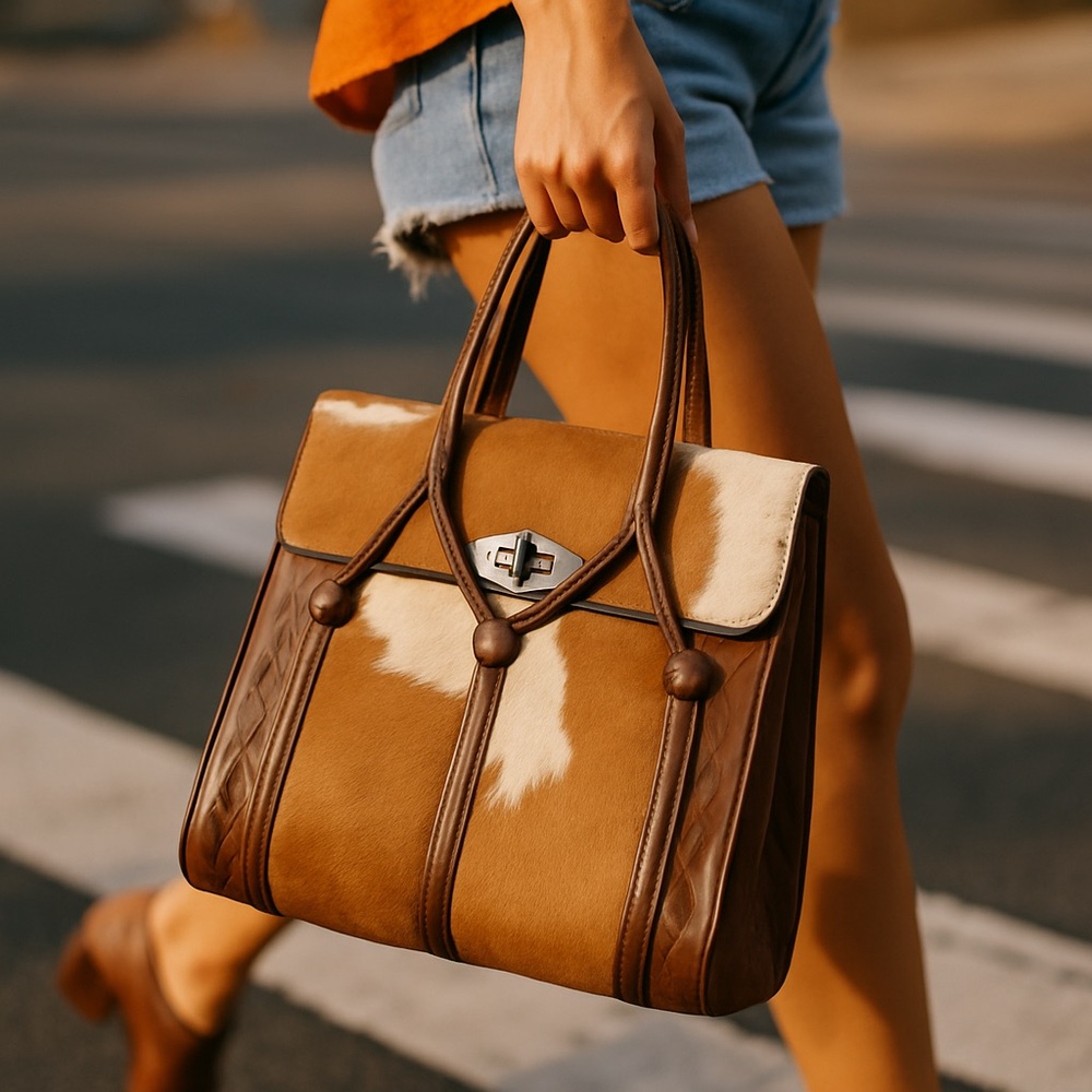 Stylish Brown and Cream Satchel